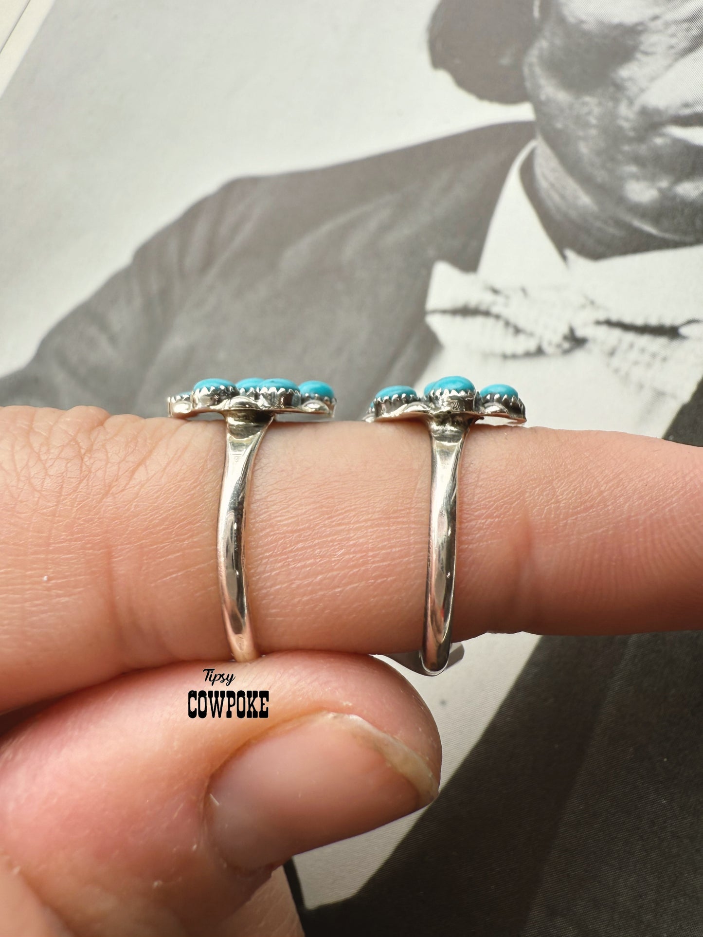 Kingman Turquoise Mini Cluster Size 6&6.5 Zuni Ring