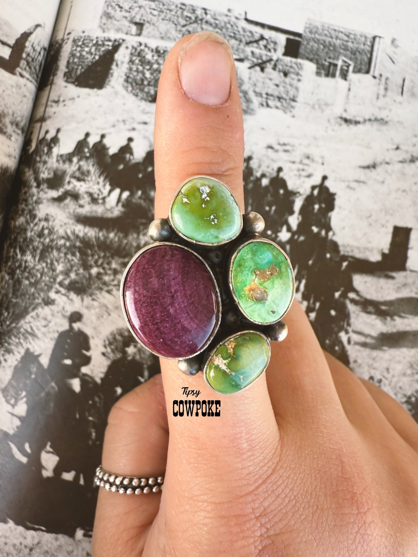 Sonoran Gold and Purple Spiny Oyster Multi Stone Size 8.5 Ring