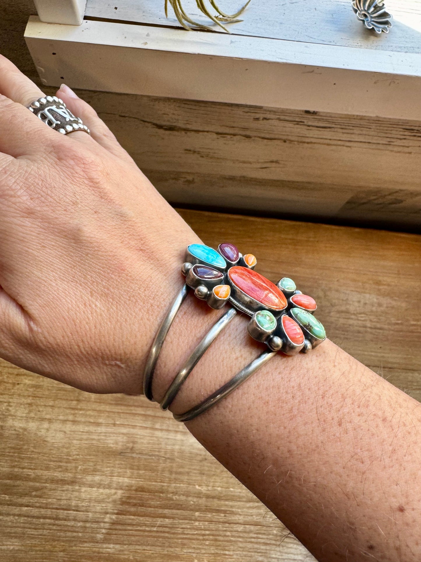 Confetti Multi Stone Large Cuff Bracelet