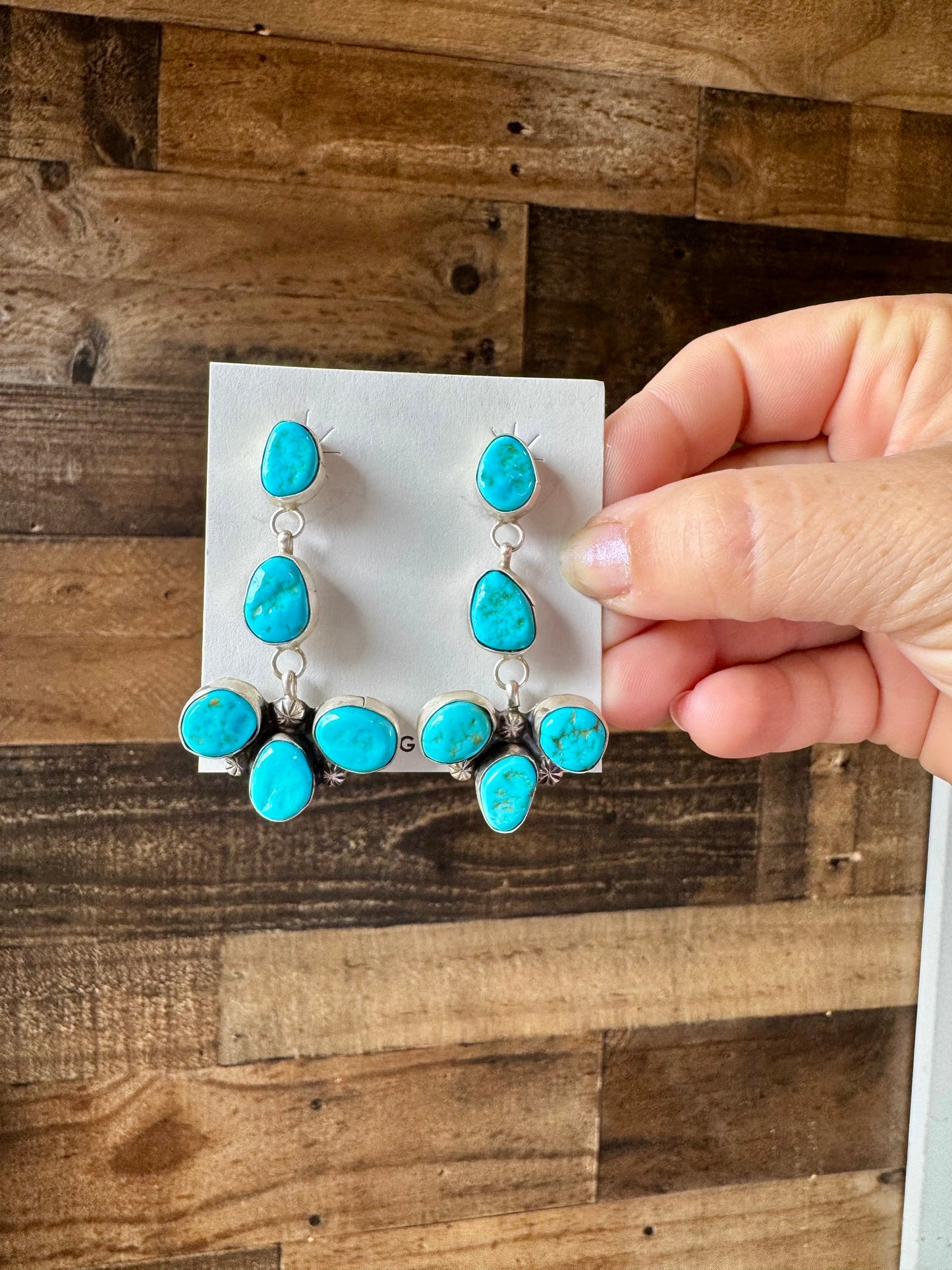 Kingman Turquoise Big Dangle Earrings