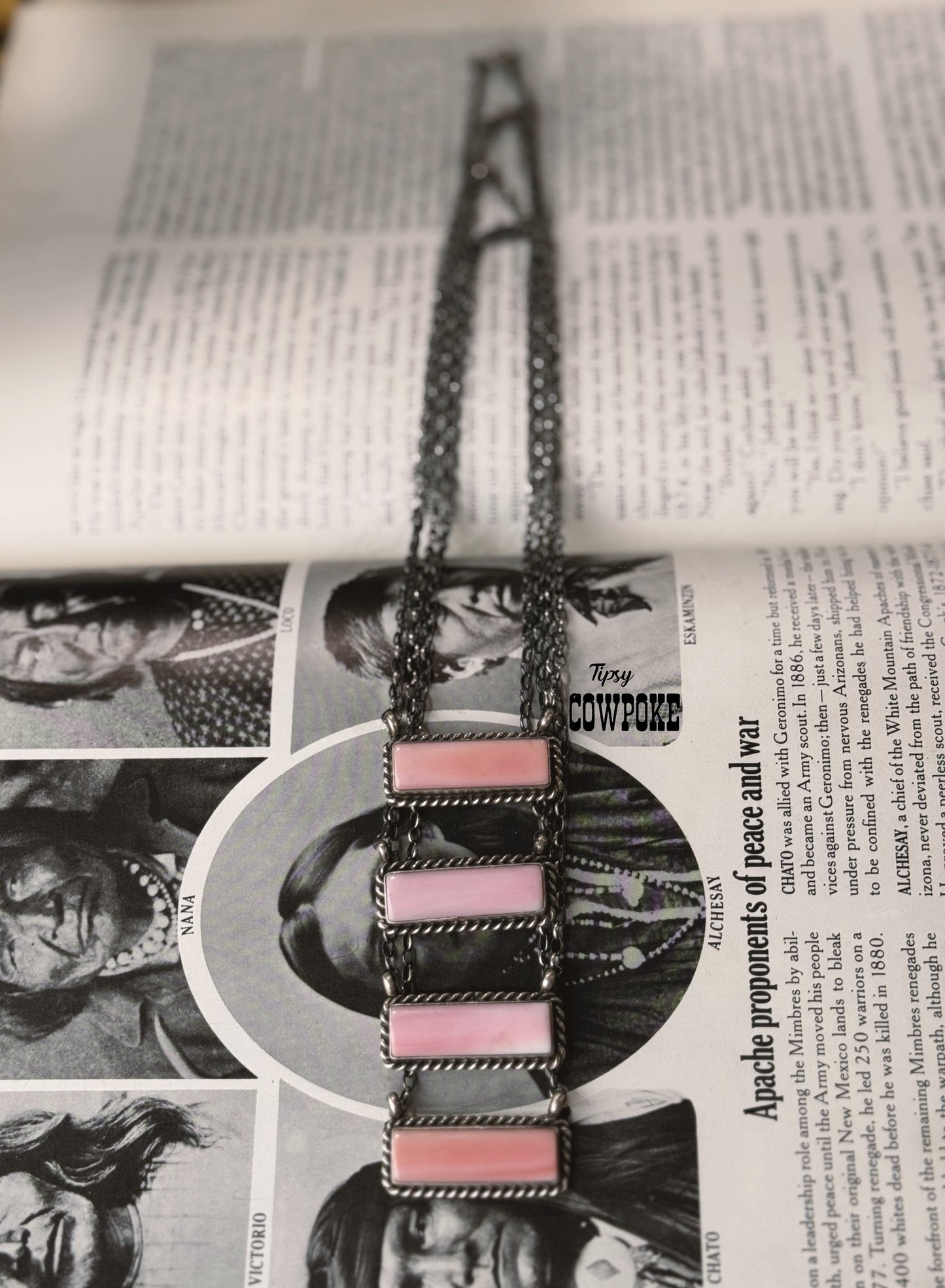 Pink Conch Bar Necklace