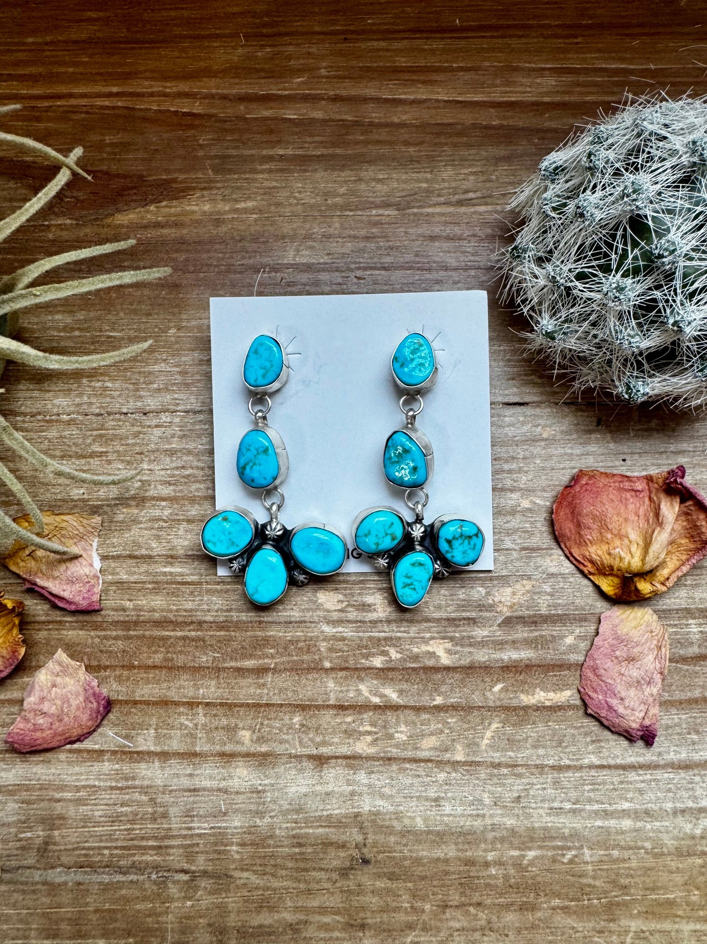 Kingman Turquoise Big Dangle Earrings