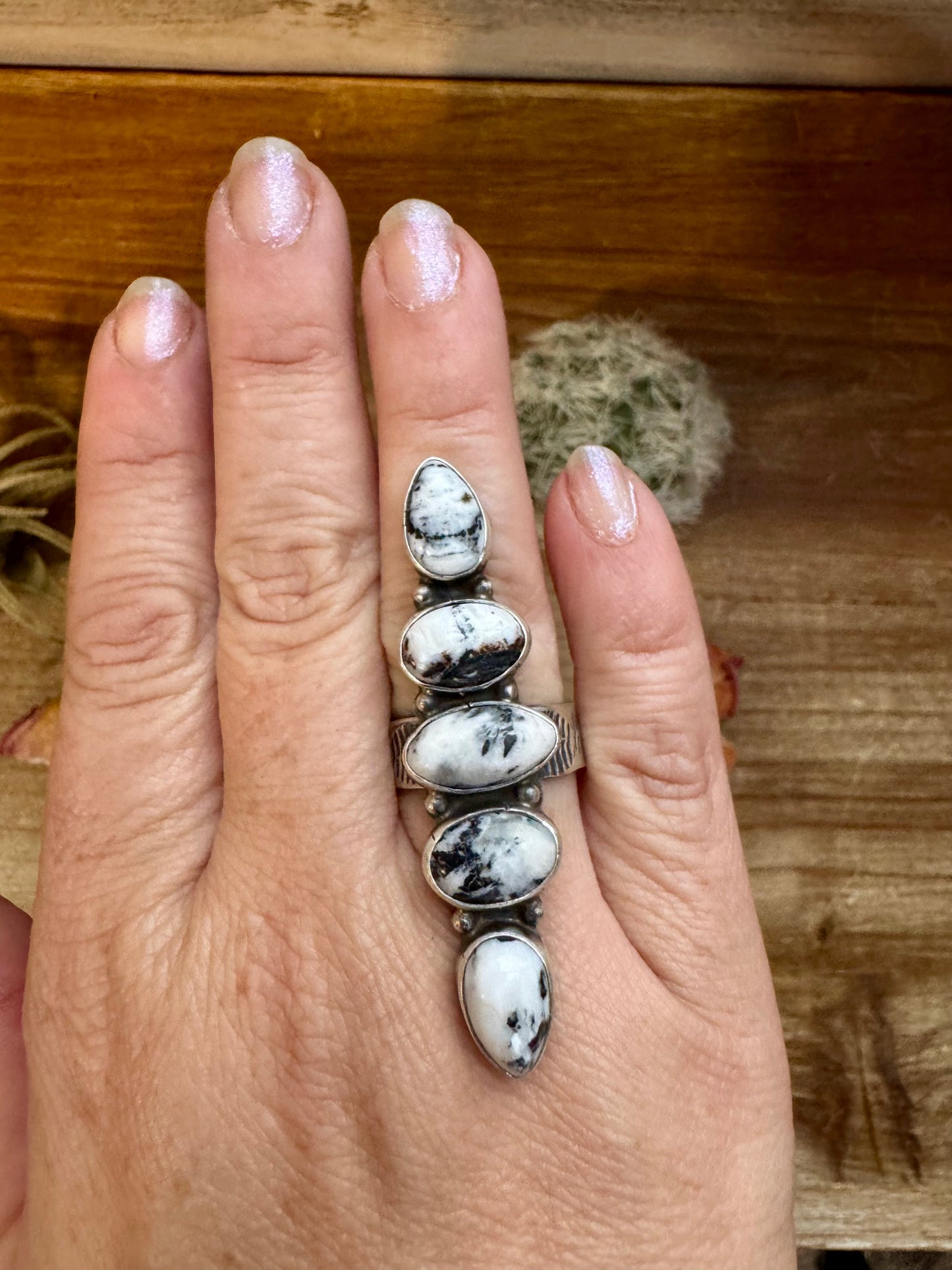 White Buffalo 5 Stone Size 8.5 Ring