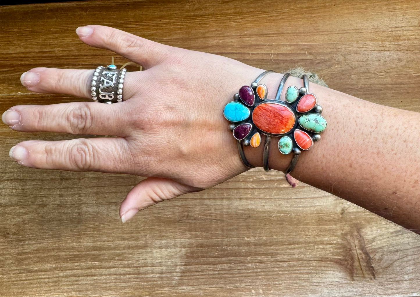 Confetti Multi Stone Large Cuff Bracelet