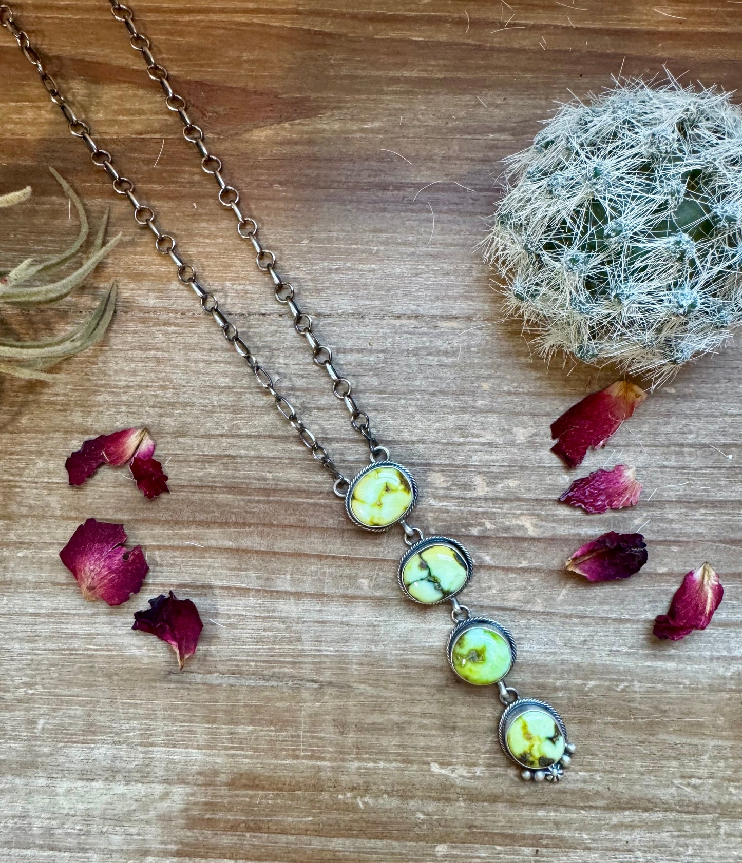 Palomino turquoise 4 Stone Lariat Necklace