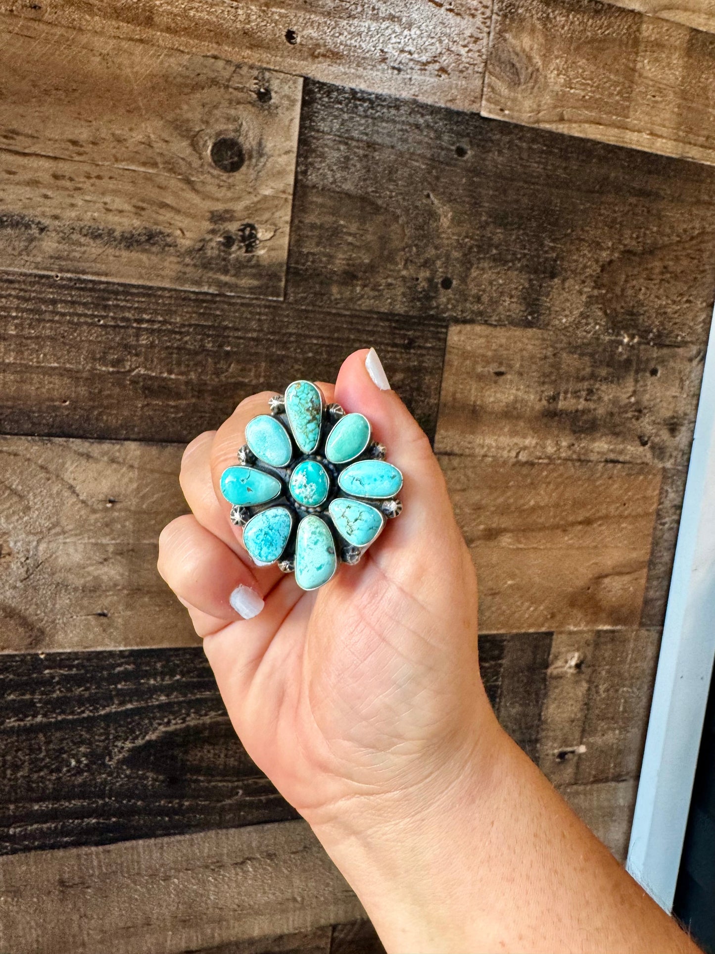 Royston Turquoise Large Cluster Size 7.5 Ring