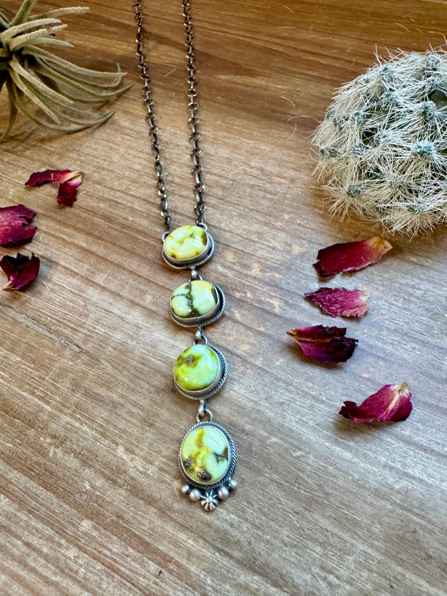 Palomino turquoise 4 Stone Lariat Necklace