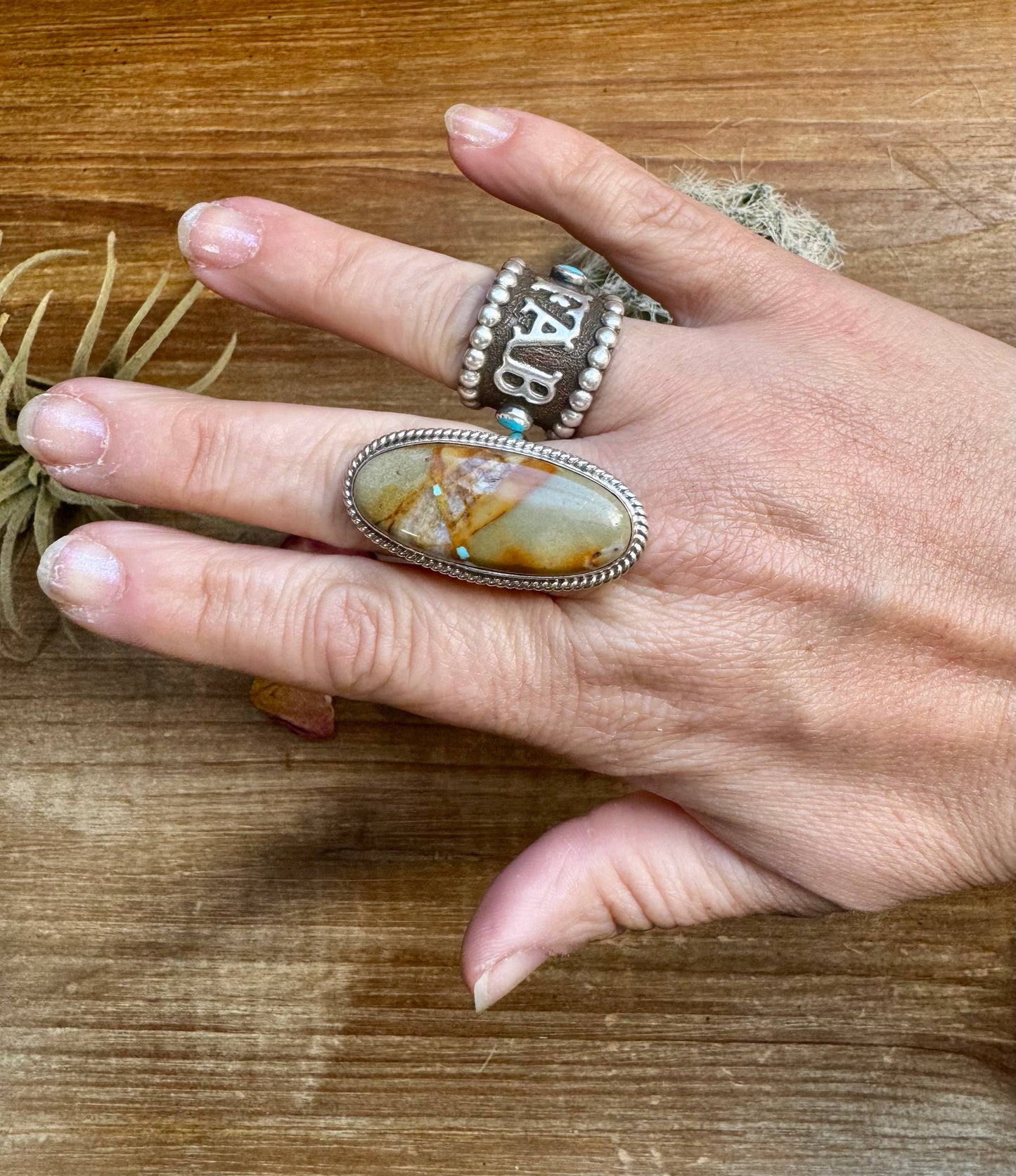 Boulder Turquoise Long Oval Size 8.5 Ring