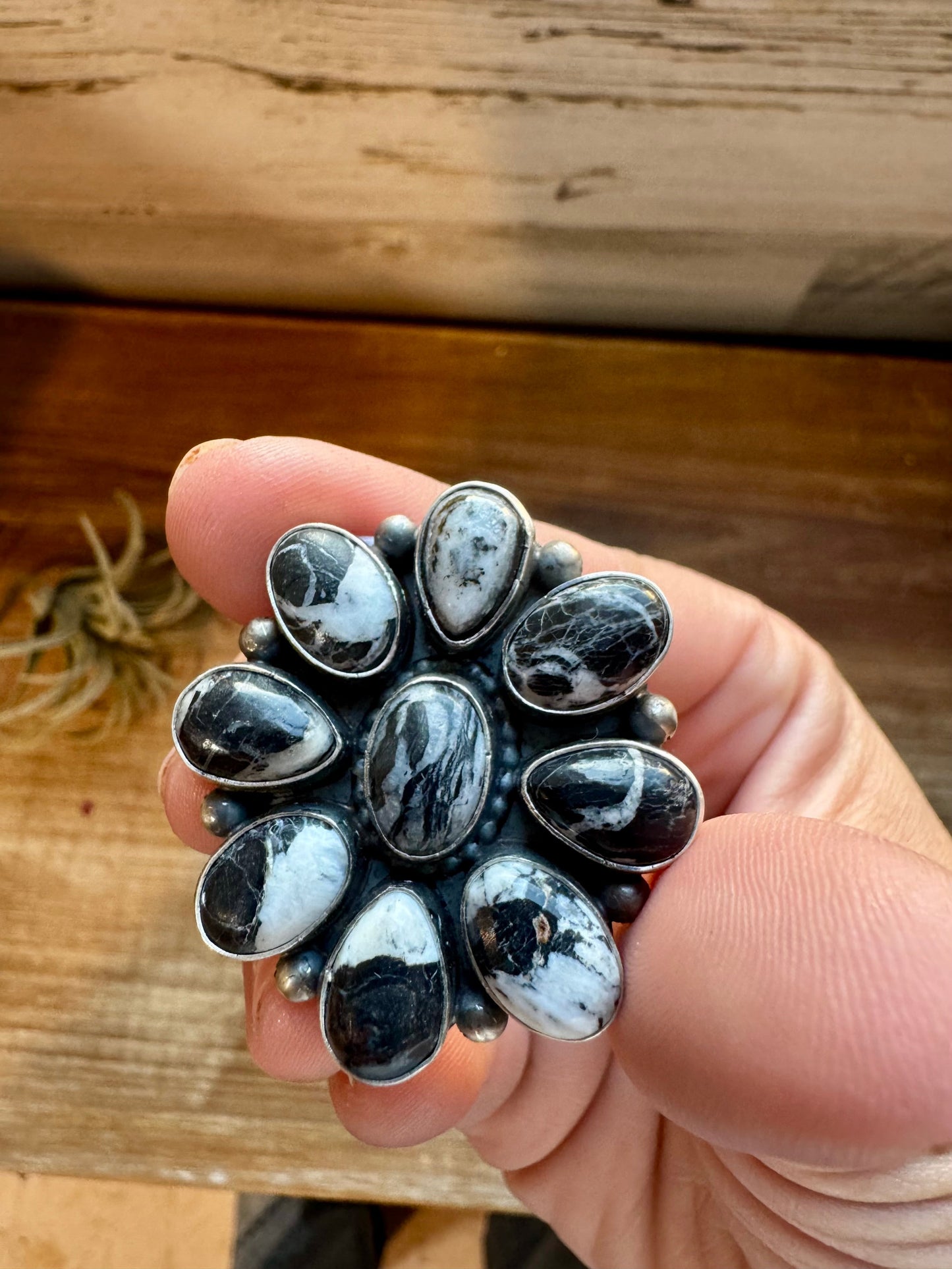 White Buffalo Ring Size 8.5 Cluster Ring