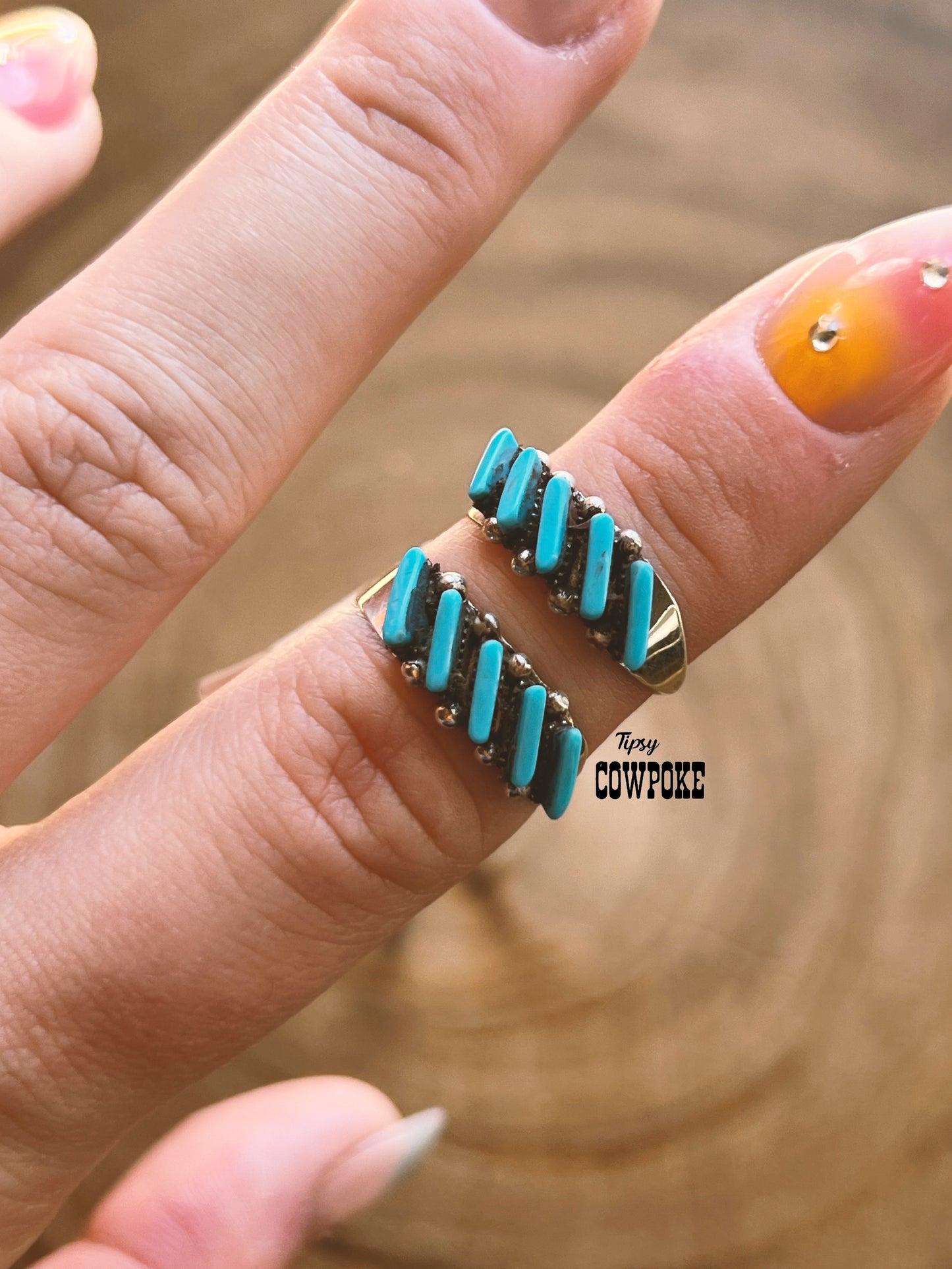 Kingman Turquoise Zuni Needlepoint Size 6 Ring