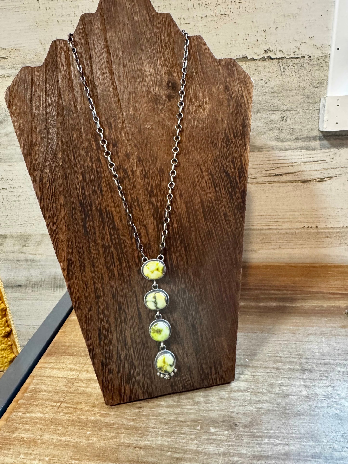 Palomino turquoise 4 Stone Lariat Necklace