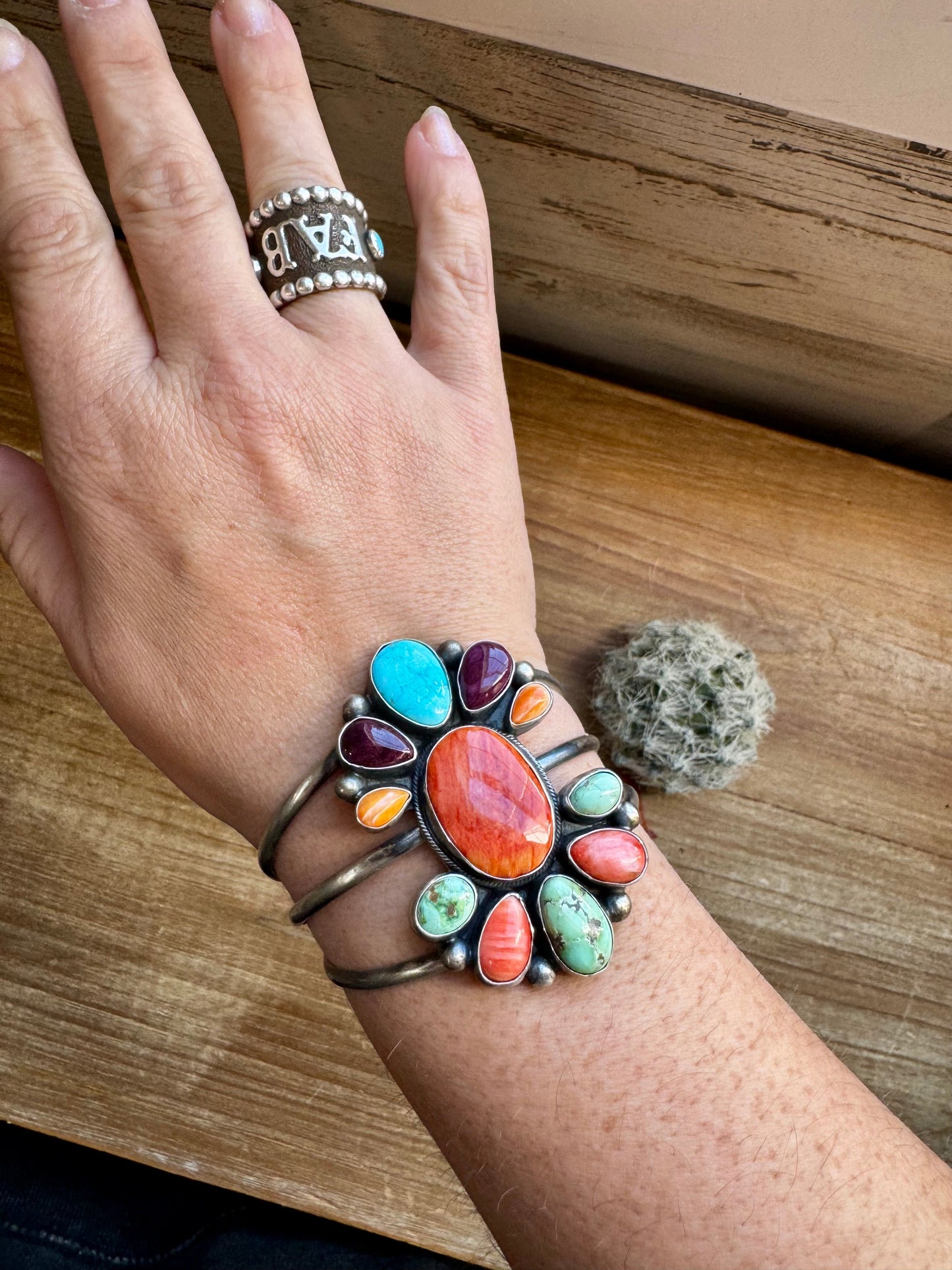 Confetti Multi Stone Large Cuff Bracelet