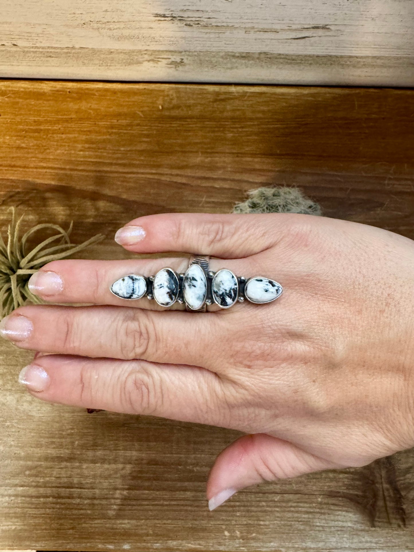 White Buffalo 5 Stone Size 8.5 Ring