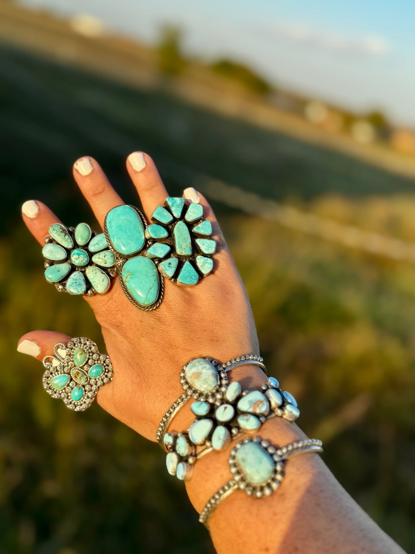 Royston Turquoise Large Cluster Size 7.5 Ring