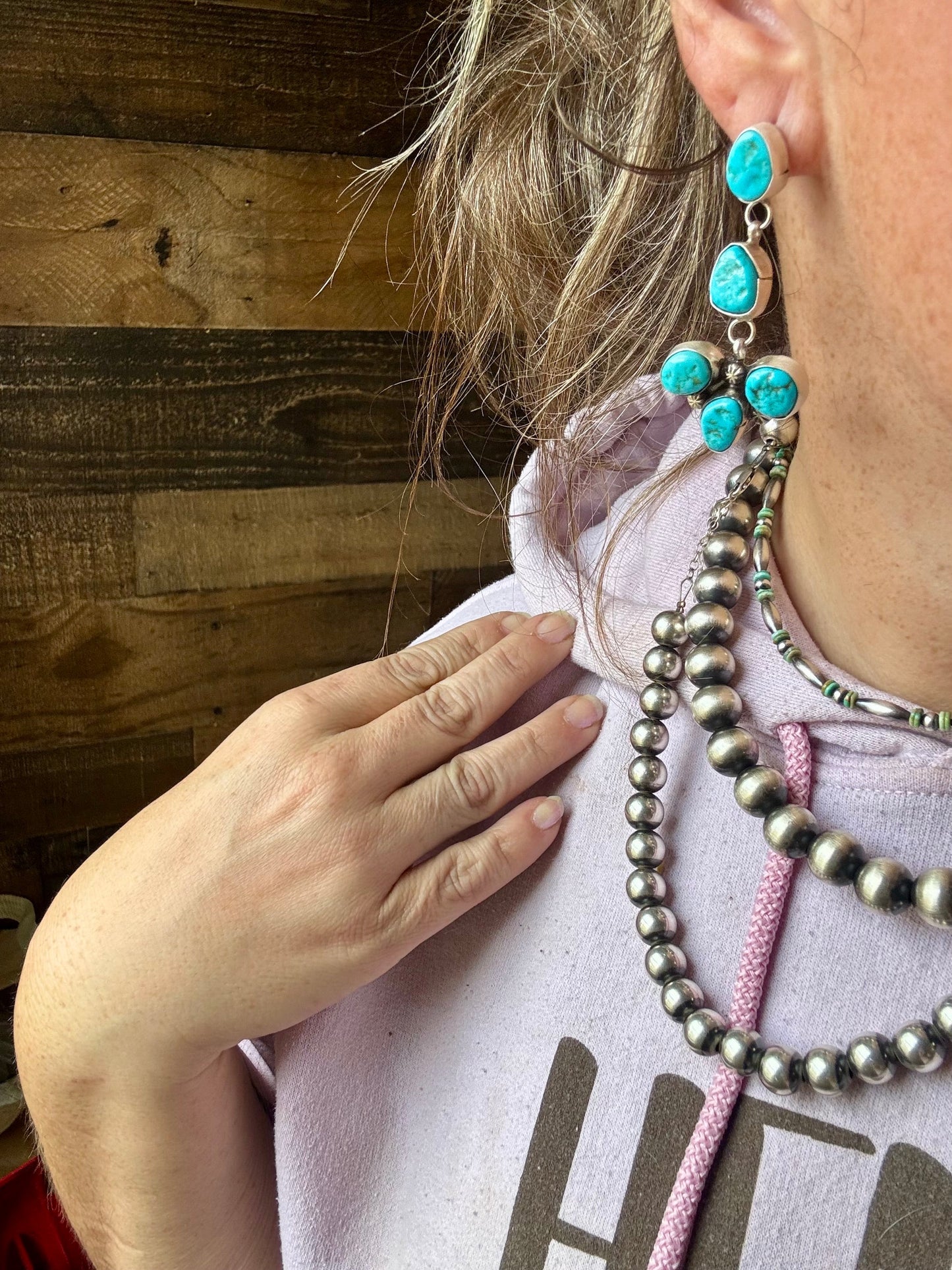 Kingman Turquoise Big Dangle Earrings