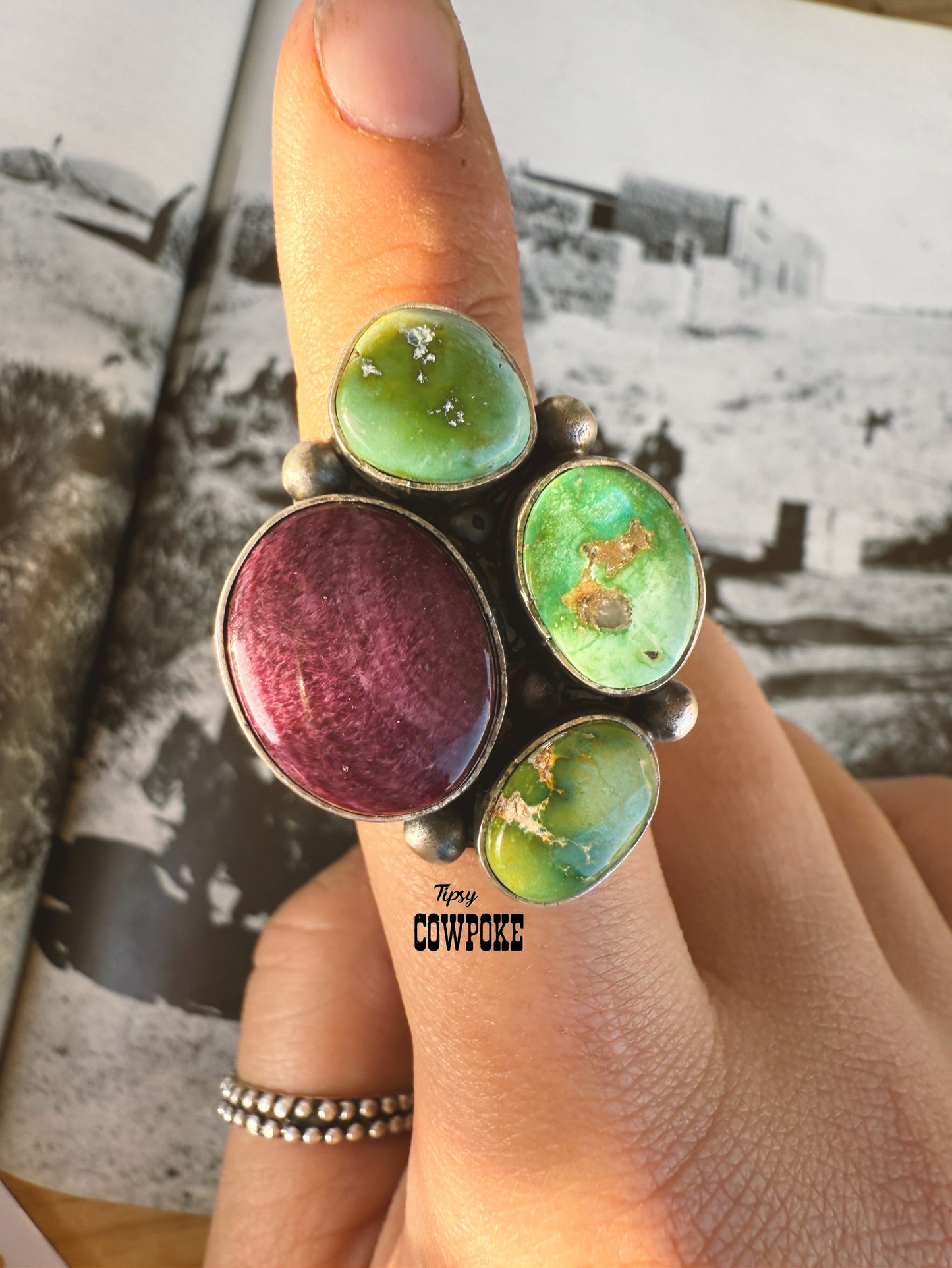 Sonoran Gold and Purple Spiny Oyster Multi Stone Size 8.5 Ring