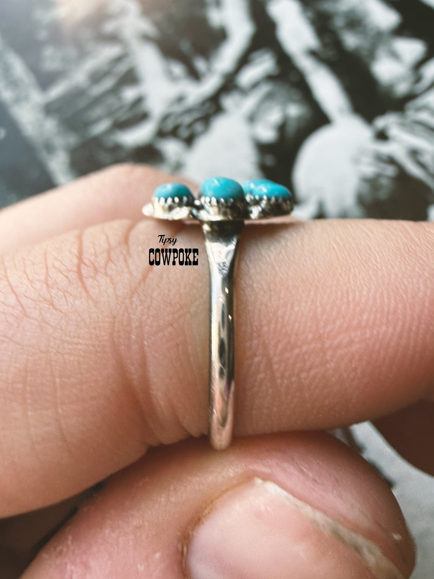 Kingman Turquoise Mini Cluster Size 6&6.5 Zuni Ring