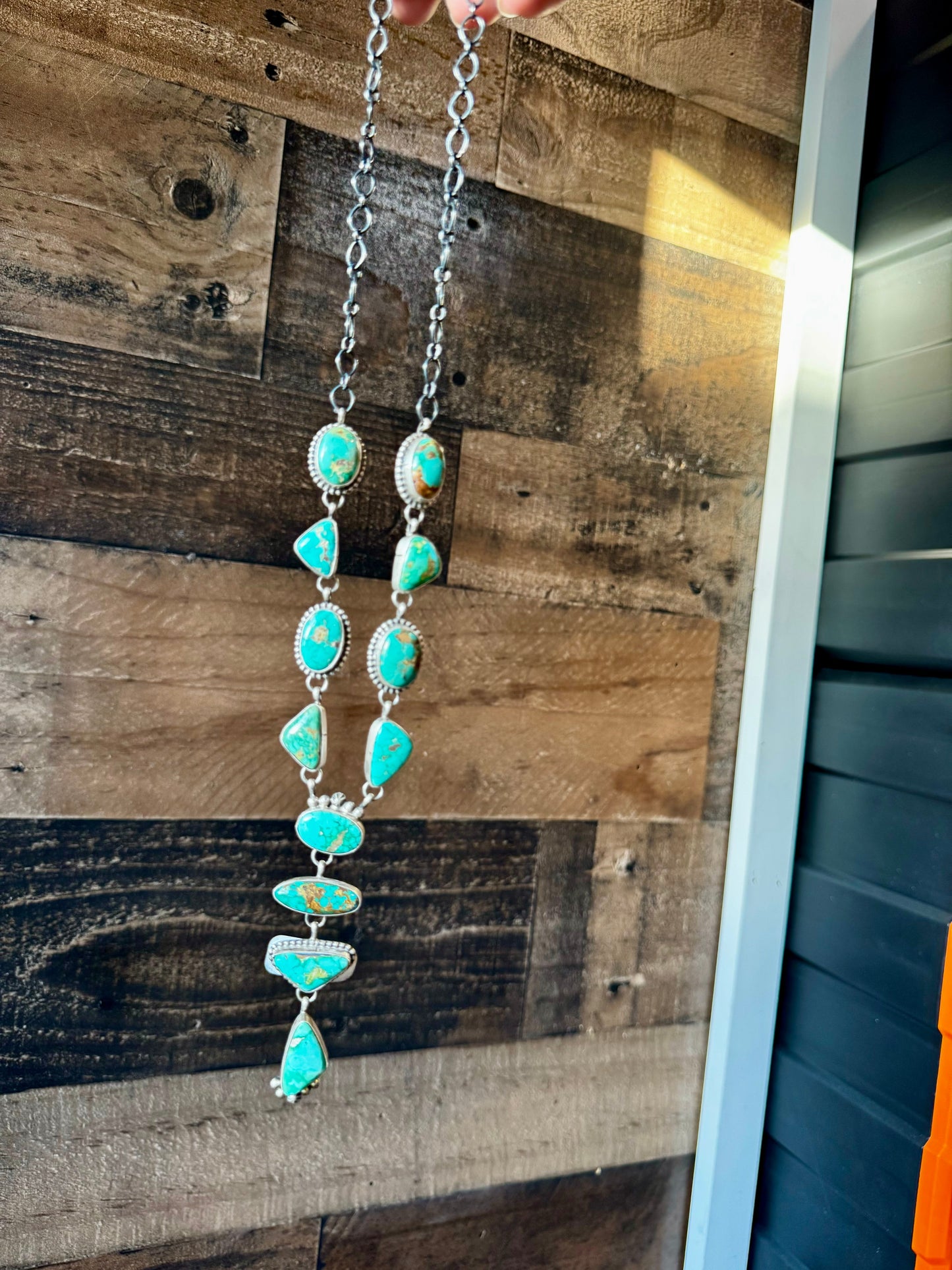 Royston Turquoise Lariat Necklace & Earrings Set