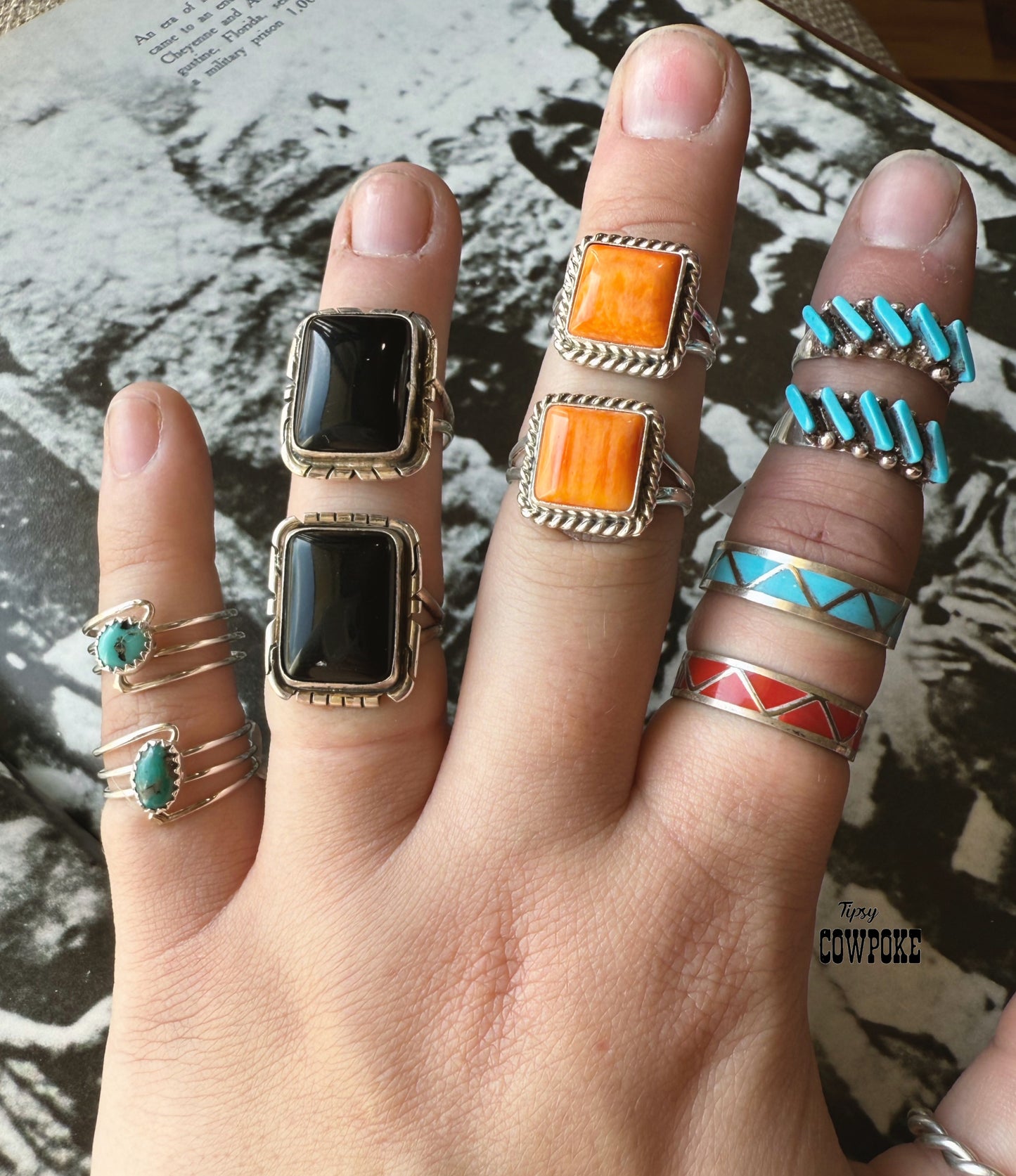 Orange Spiny Oyster Size 6 Square Ring