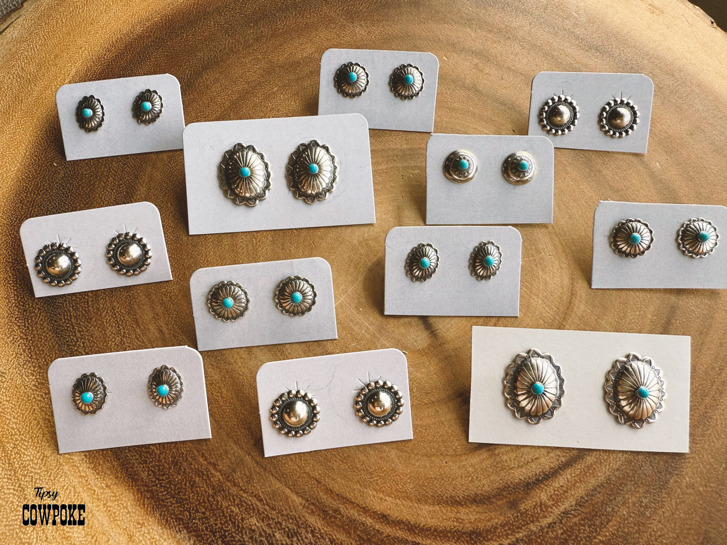 Concho Kingman Turquoise Large Oval Stud Earrings