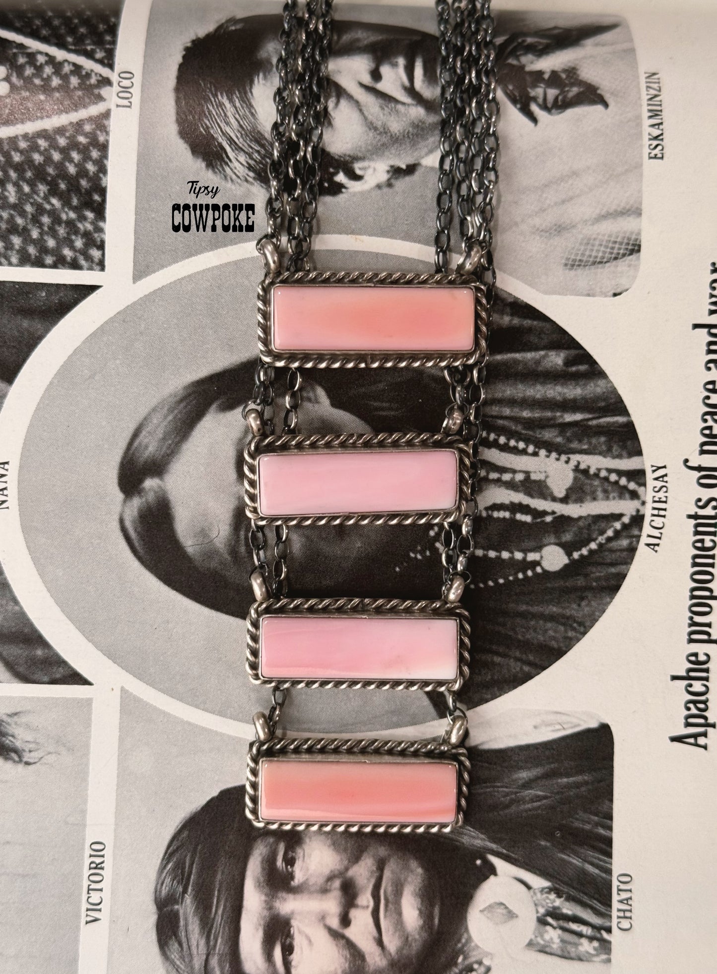 Pink Conch Bar Necklace