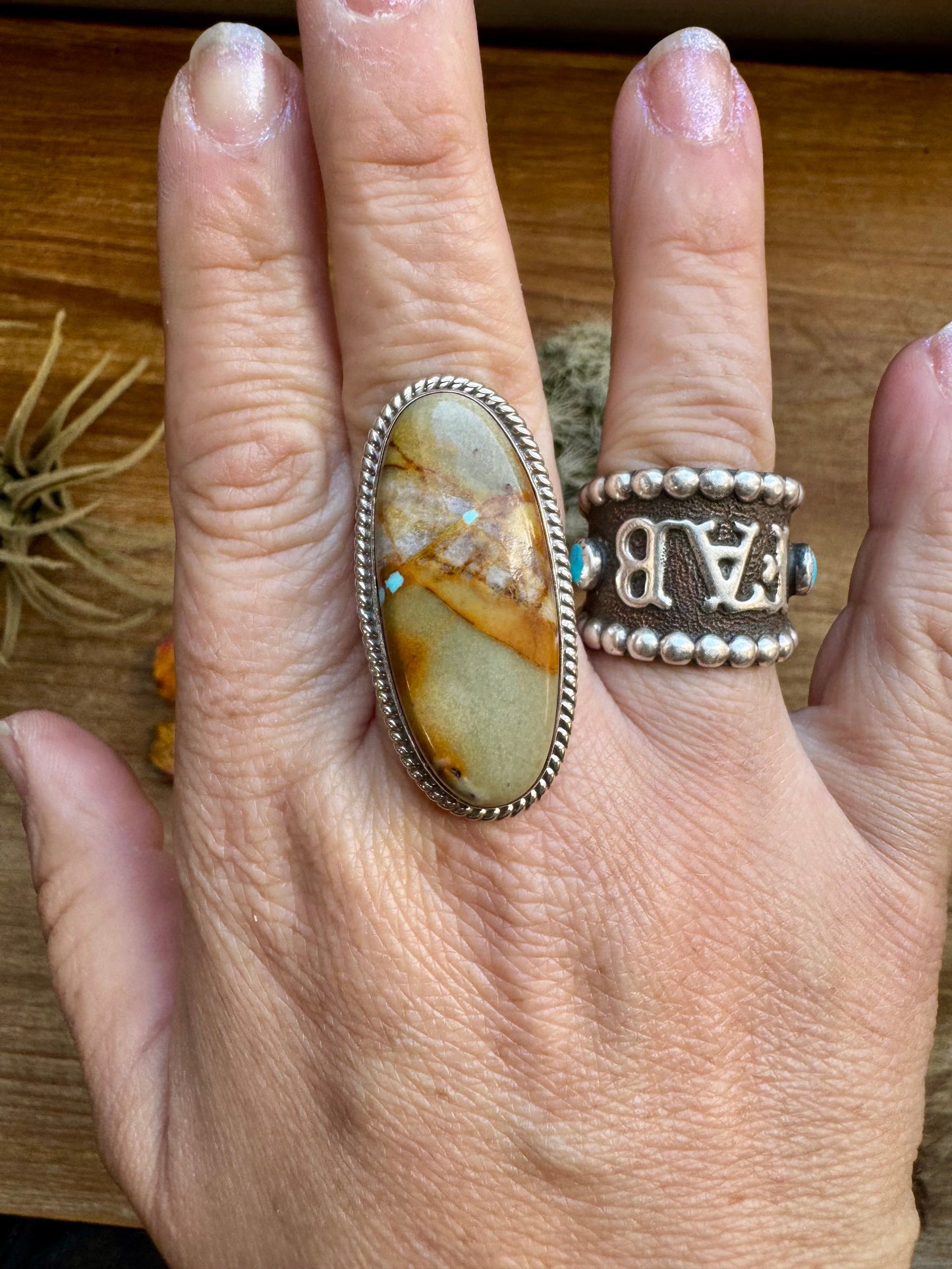 Boulder Turquoise Long Oval Size 8.5 Ring