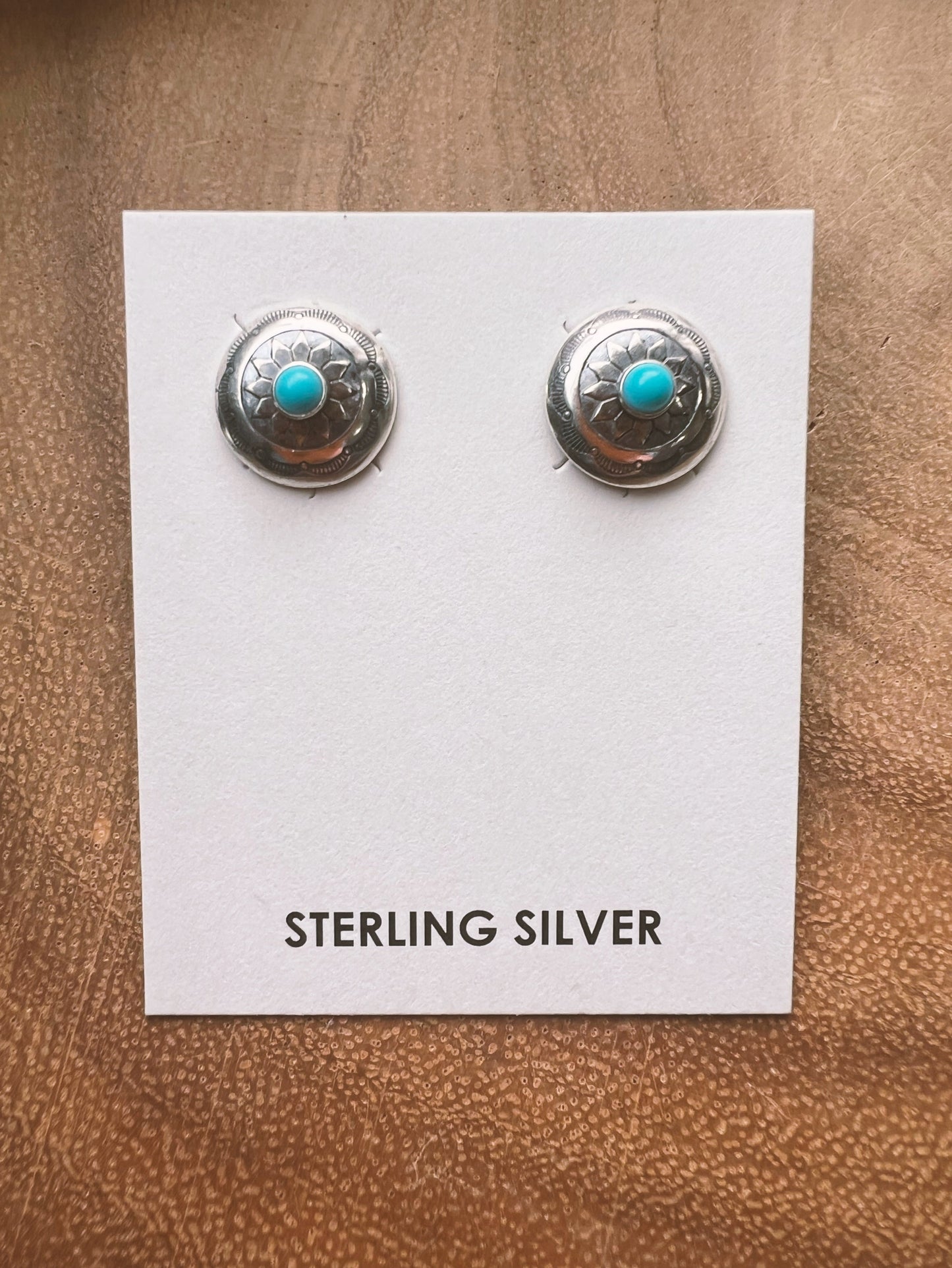 Concho Kingman Turquoise Fox Stud Earrings