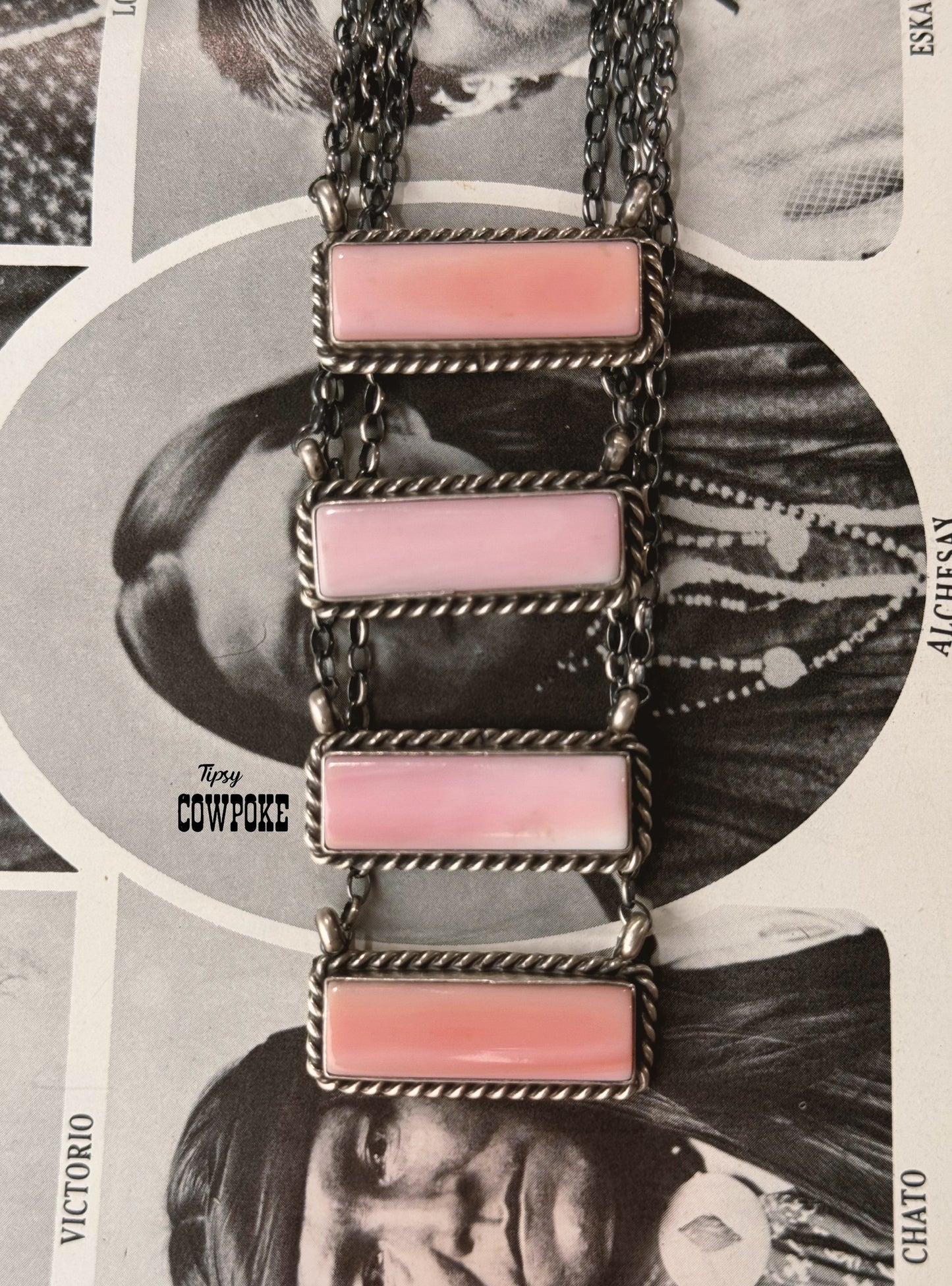 Pink Conch Bar Necklace