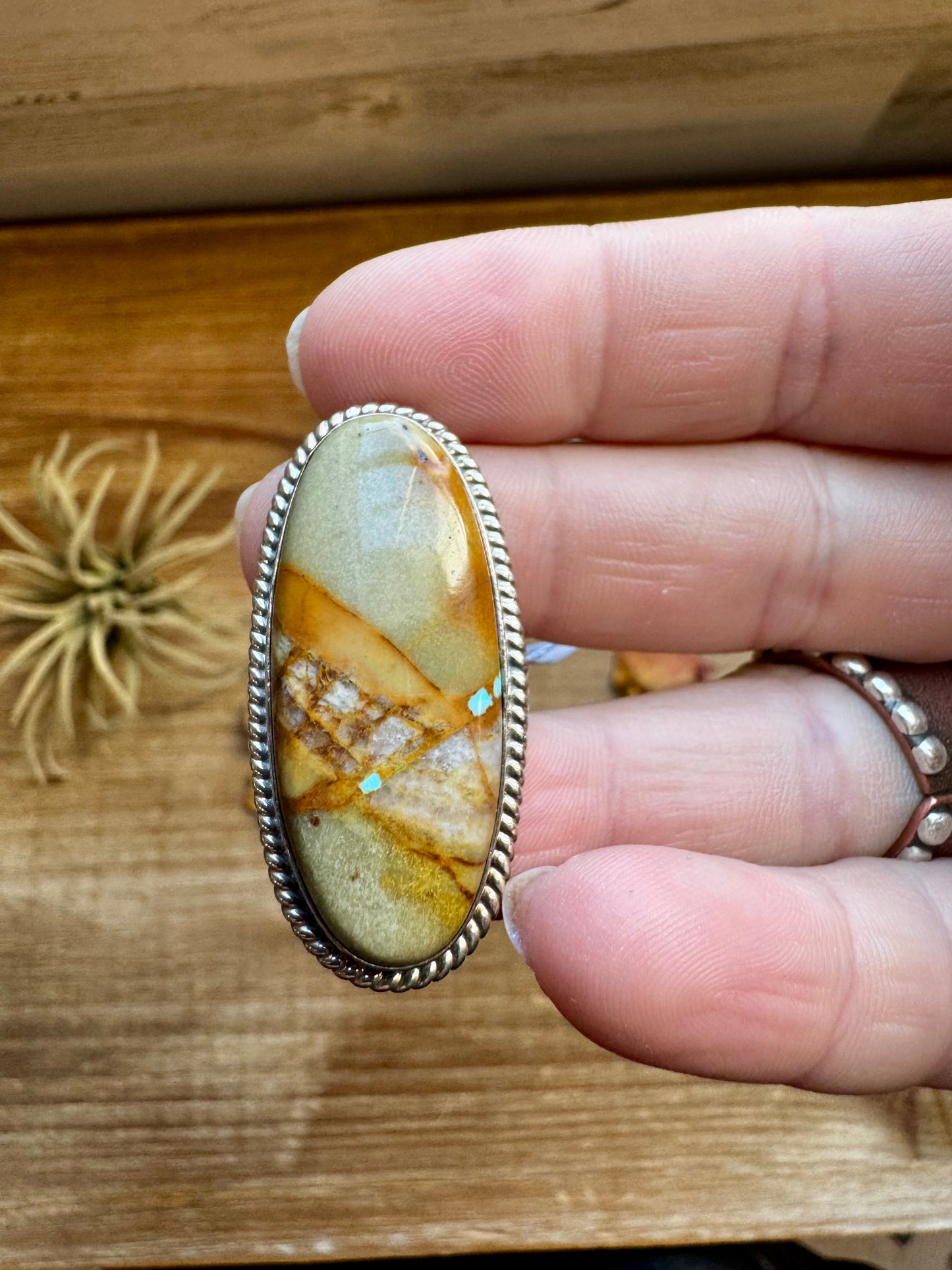 Boulder Turquoise Long Oval Size 8.5 Ring