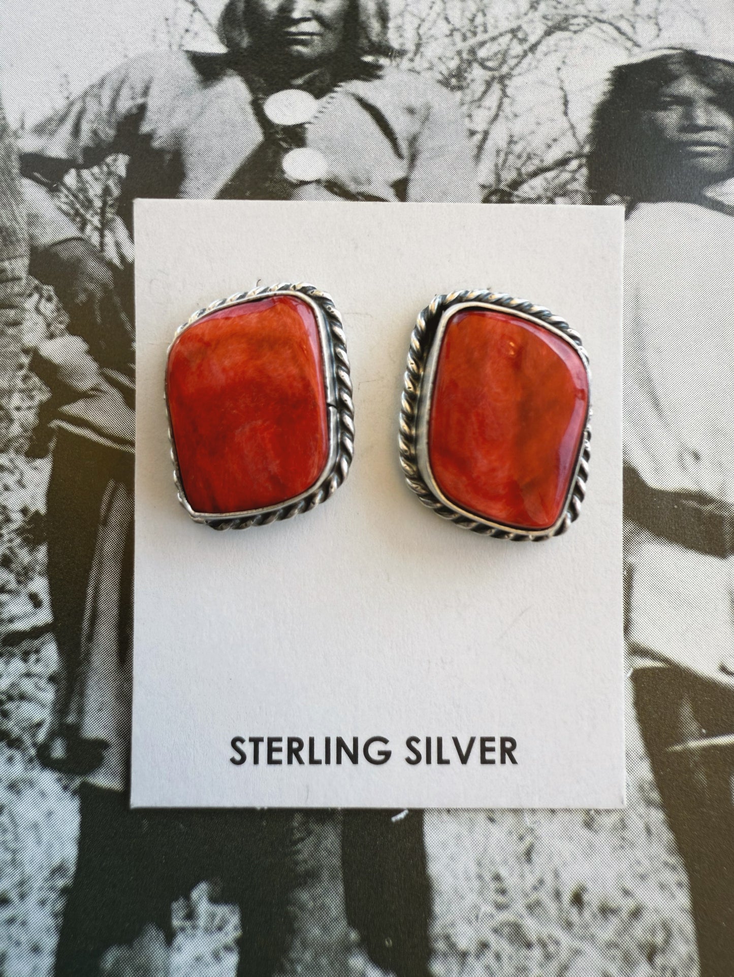 Red Spiny Oyster Stud Earrings