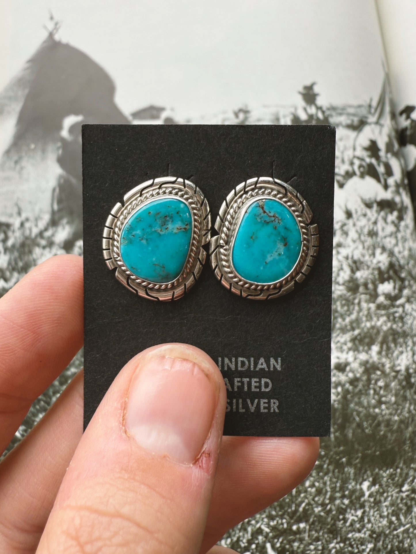 Kingman Turquoise New Mexico Stud Earrings