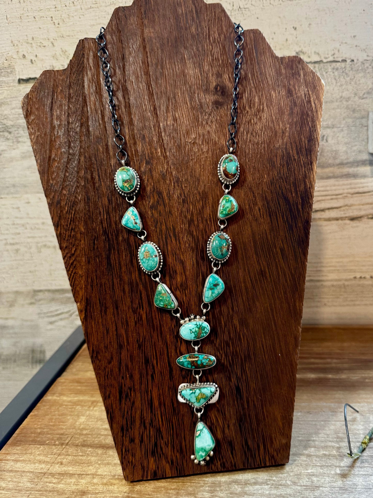 Royston Turquoise Lariat Necklace & Earrings Set