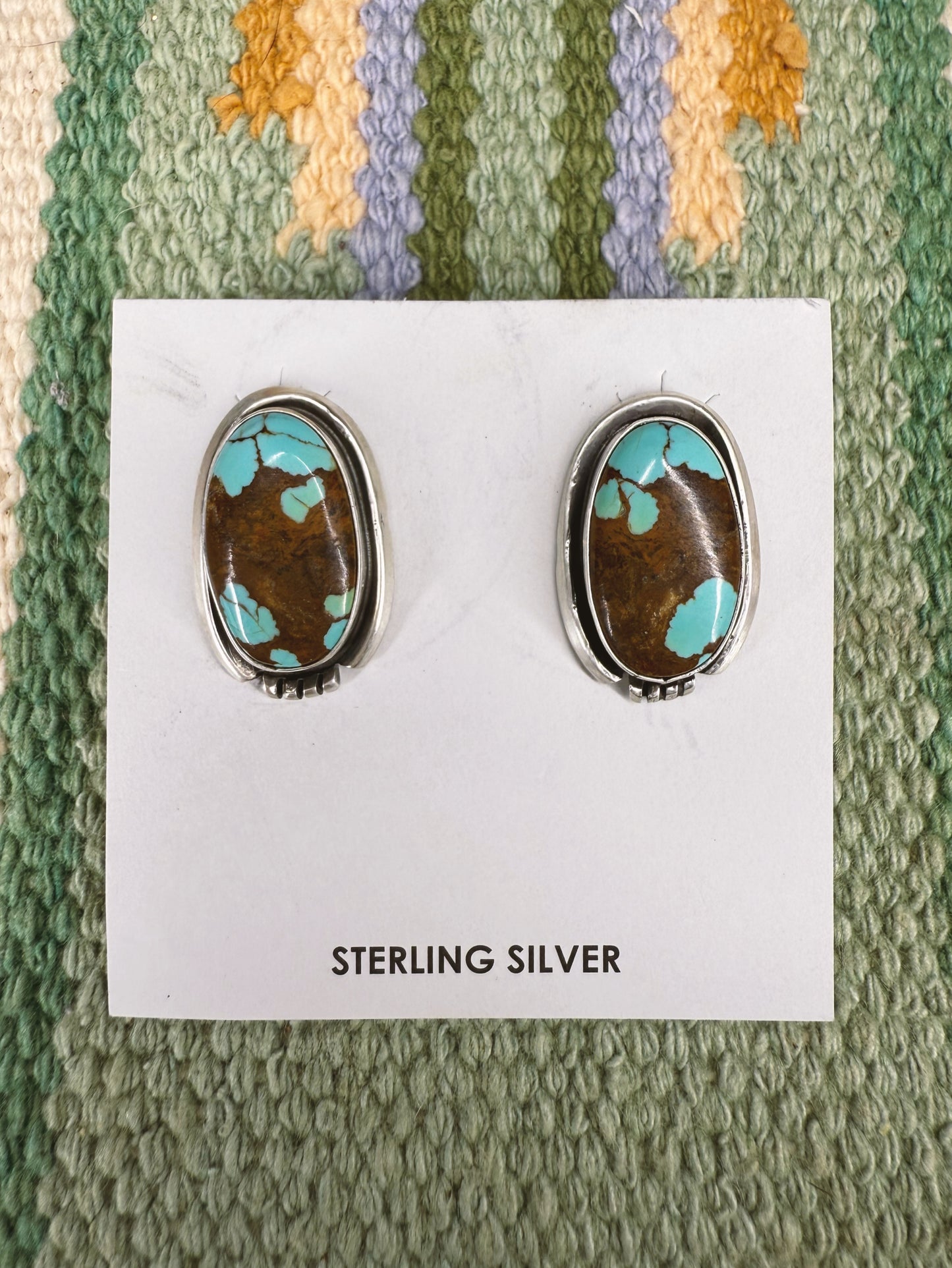 Number 8 Turquoise Oval Stud Earrings