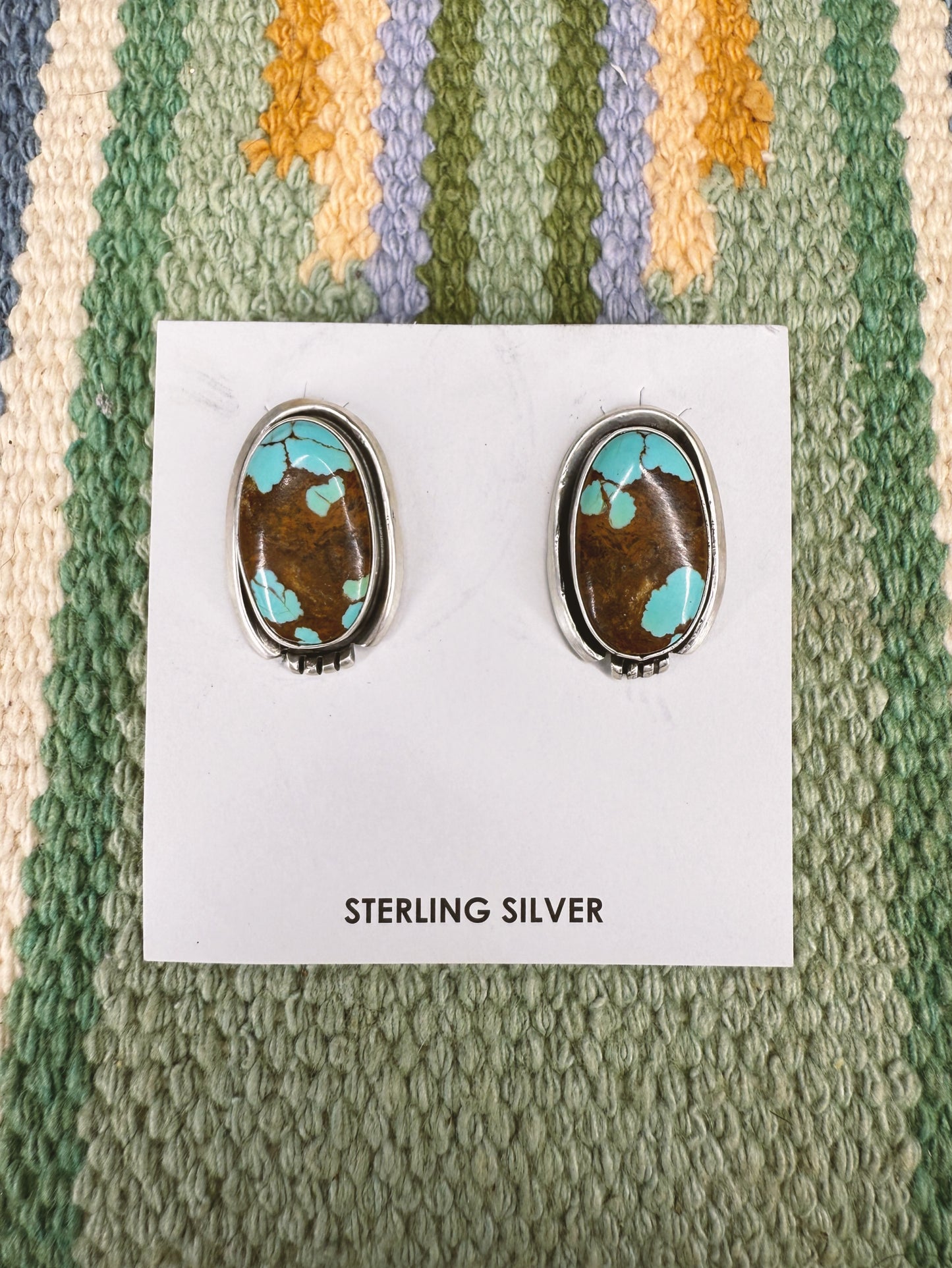 Number 8 Turquoise Oval Stud Earrings