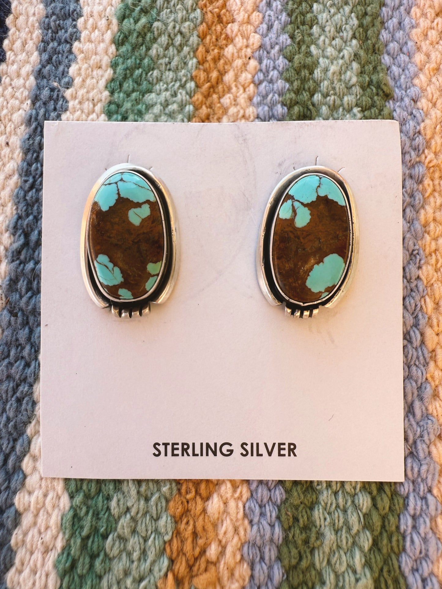 Number 8 Turquoise Oval Stud Earrings