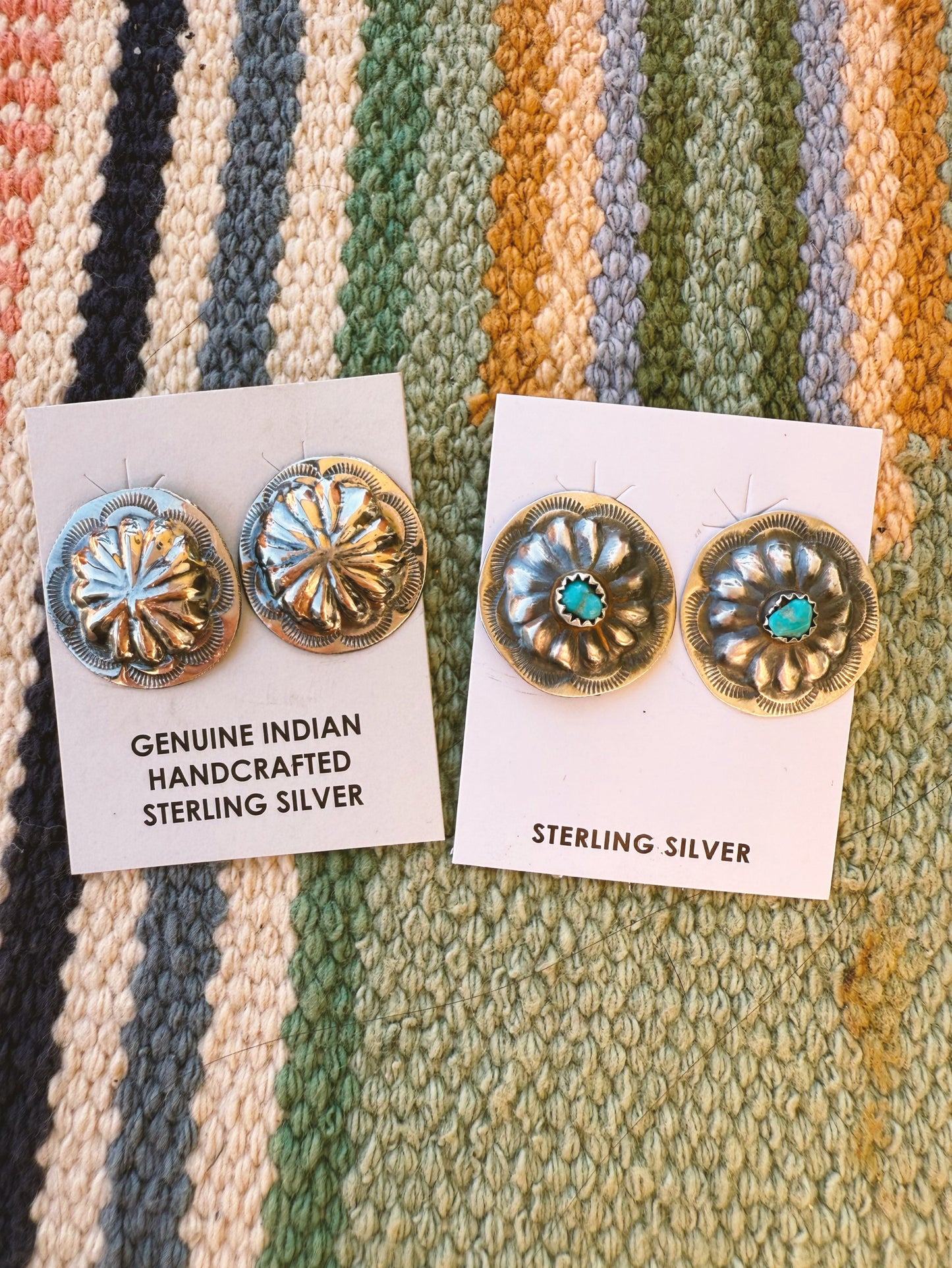 Silver Concho Stud Earrings