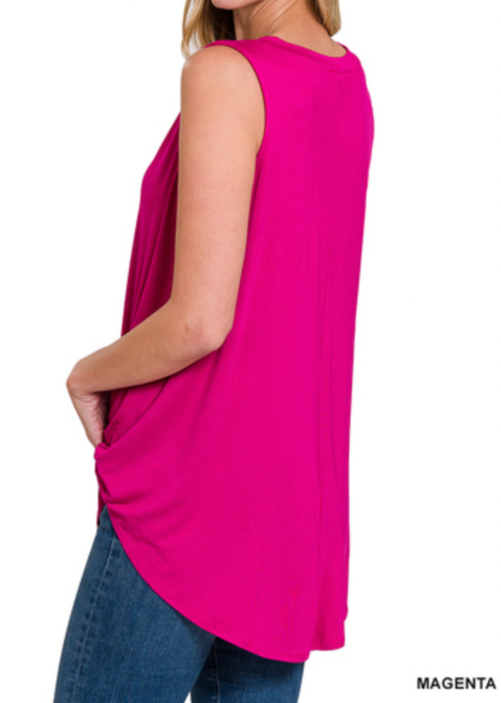 Magenta - V-Neck Tank Top