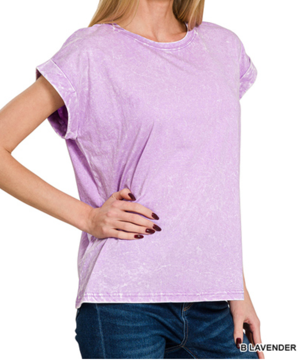 Lavender Crinkle Washed Short Sleeve Top