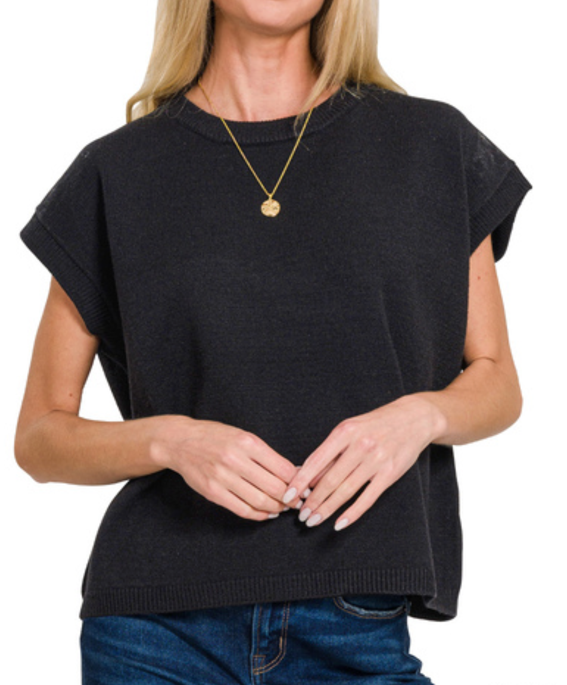 Black - Viscose Sweater vest