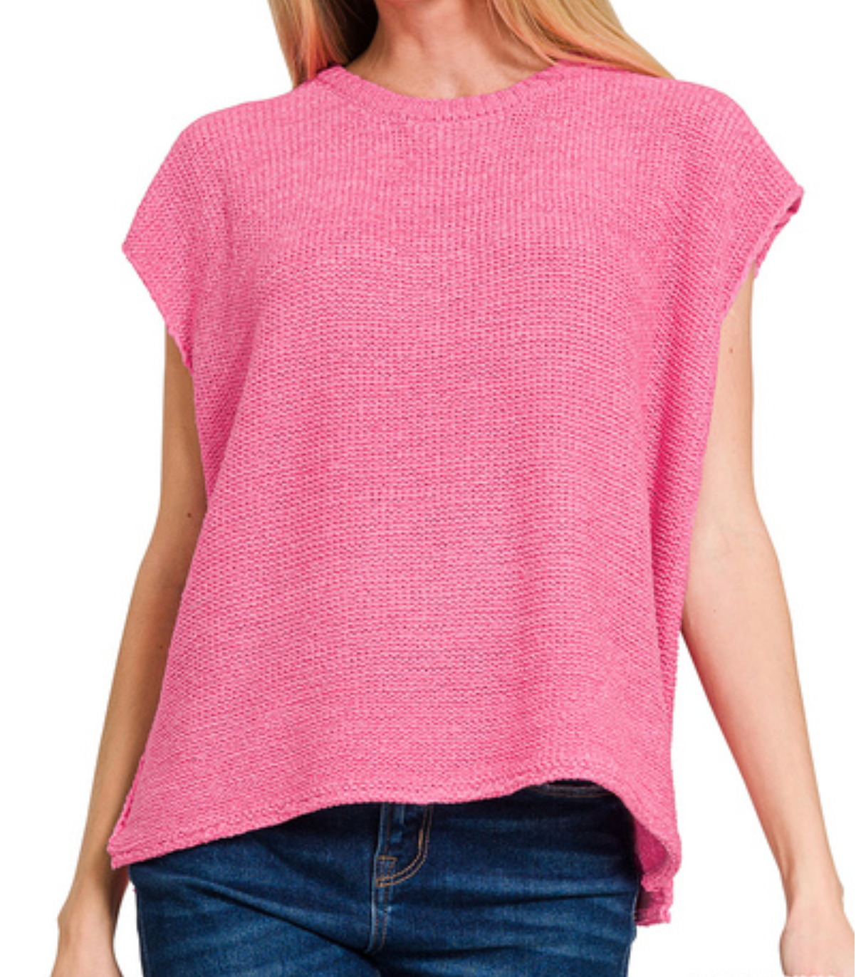 Candy Pink - Crew Neck Sweater Vest