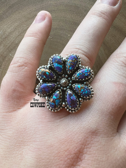 Purple Mojave Adjustable Flower Ring