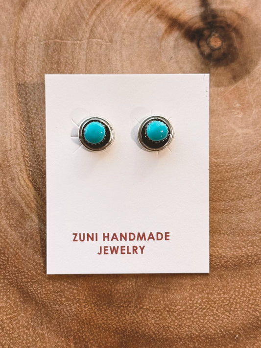 Kingman Turquoise Zuni Stud Earrings