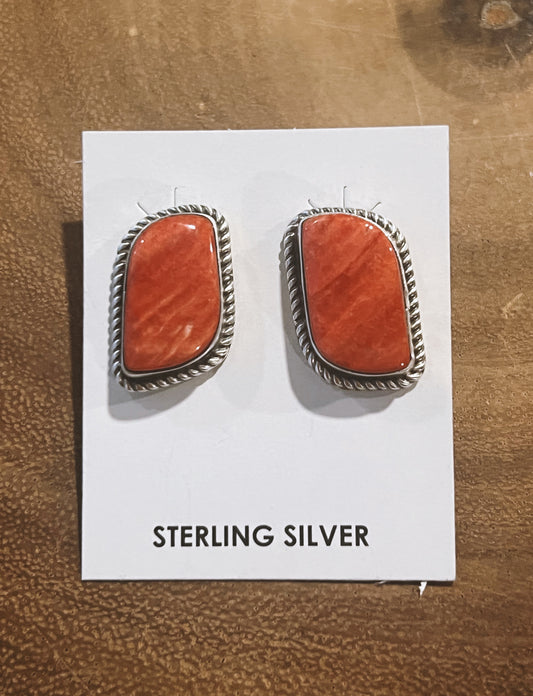 Red Spiny Oyster Stud Earrings