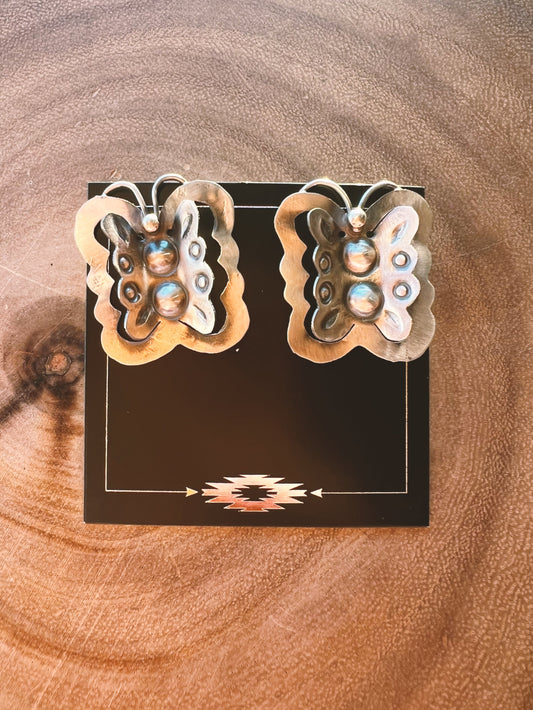 Silver Wings Butterfly Stud Earrings