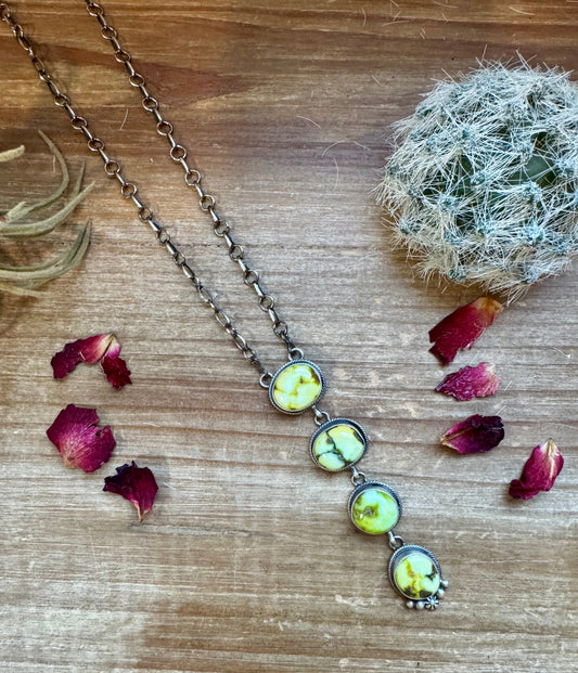 Palomino turquoise 4 Stone Lariat Necklace