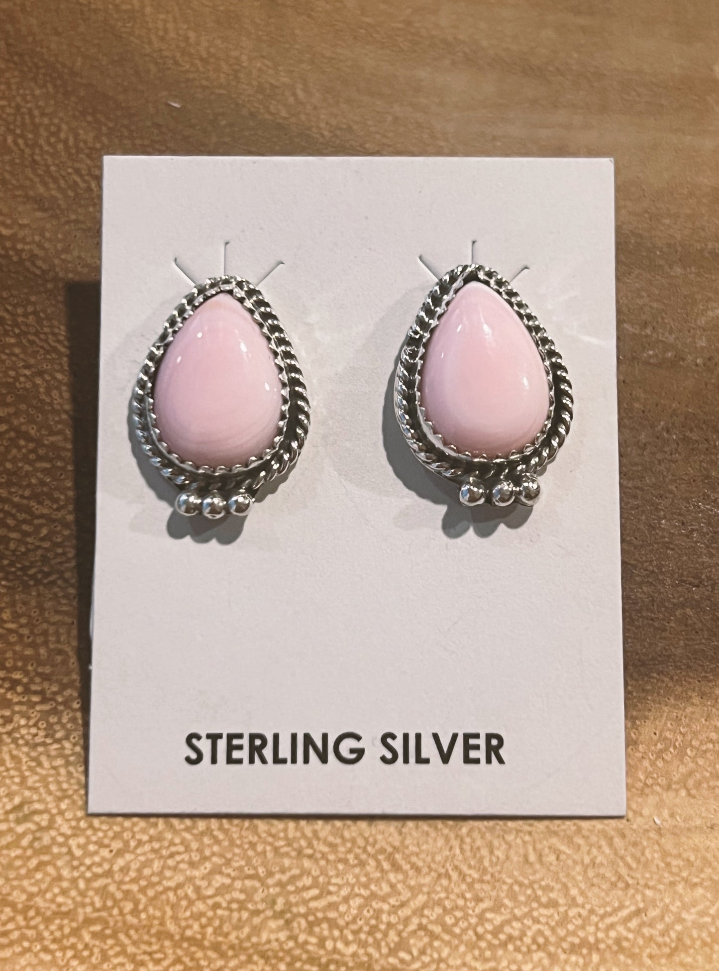 Pink Conch Teardrop Stud Earrings