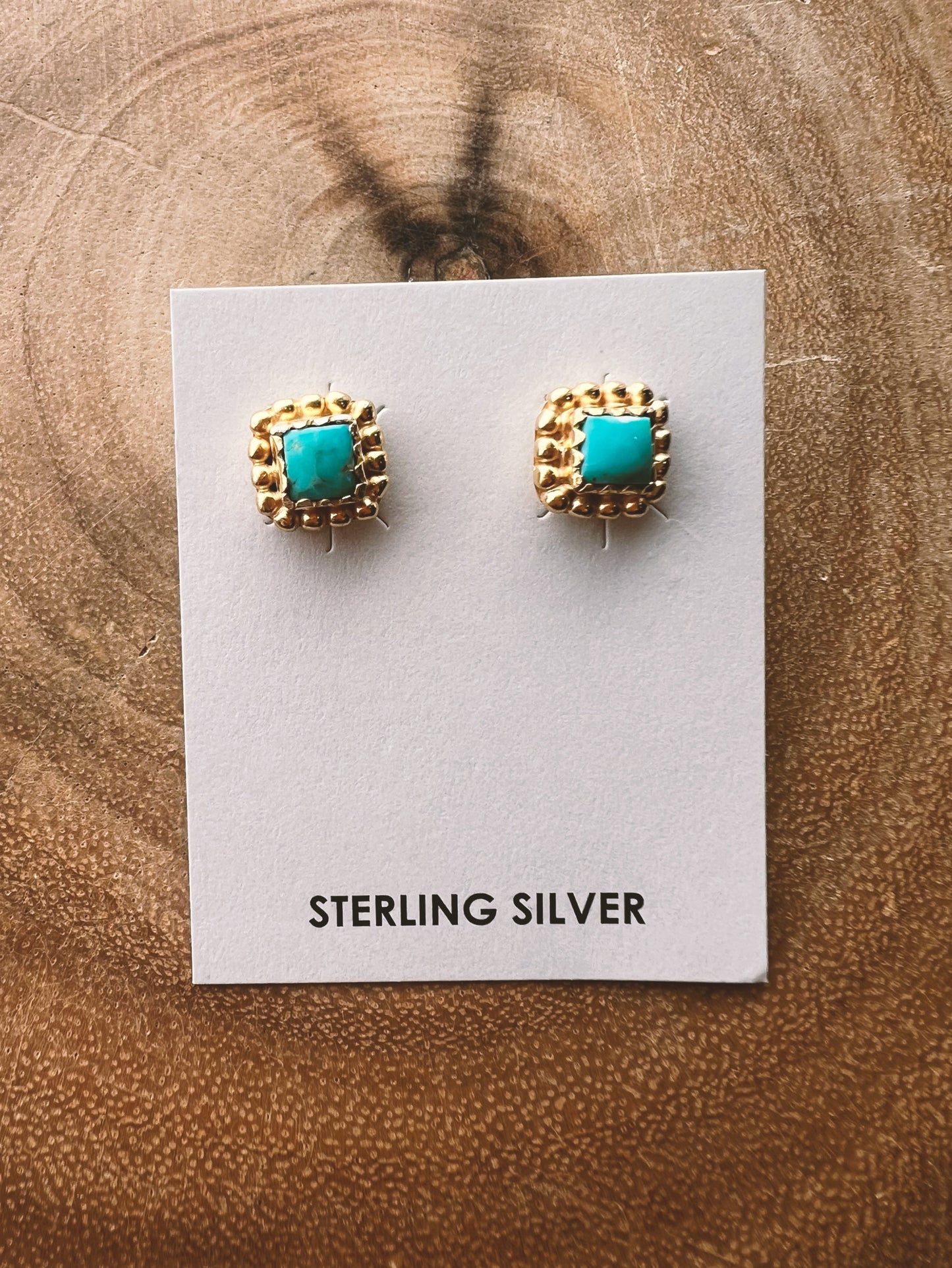 Kingman Turquoise & Gold Stud Earrings