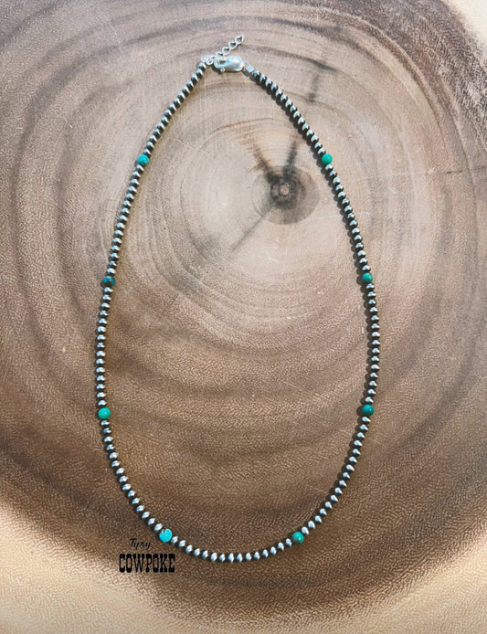 Preorder 3mm with Turquoise Sterling Pearl Necklaces