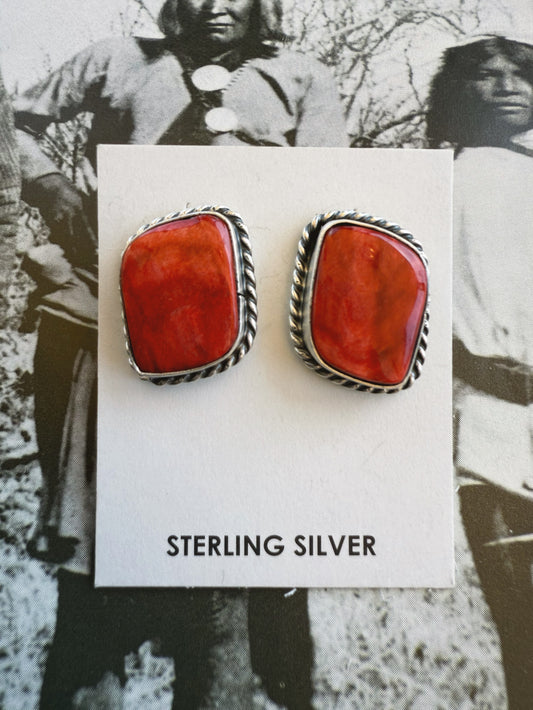 Red Spiny Oyster Stud Earrings