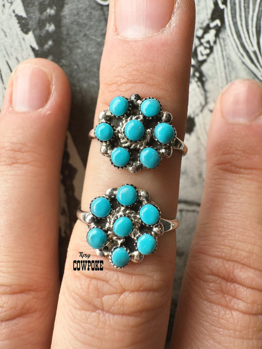 Kingman Turquoise Mini Cluster Size 6&6.5 Zuni Ring
